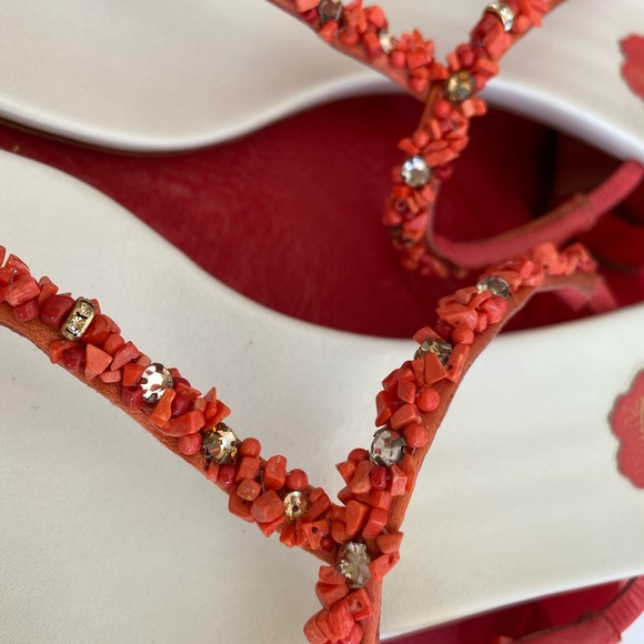 Rene Caovilla Fine Beaded Gold Heeled Thong Sandal - Picture 10 of 15